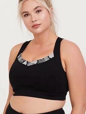 Torrid 3X BOGO Snake Inset Sports Bra and Black Longline Sports Bra
